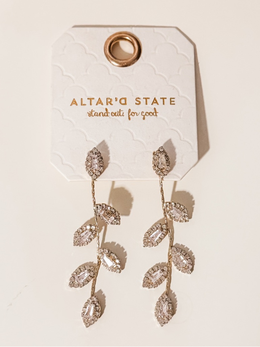 Altar'd State Gold Leaf Vine Drop Earrings
